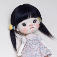 Bjd Big Head Dot Vải Nhỏ blythe Tóc Giả Ngôi Sao Đôi Đuôi Ngựa Chỉ Tóc Giả Một Phần Hàng Sẵn Có