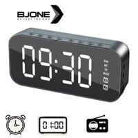 BJONE Loa Bluetooth Mini Đồng hồ báo thức thông minh Loa điều chỉnh âm thanh với đèn LED Hiển thị thời gian và nhiệt độ