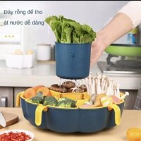 BJPKPK Bộ rổ nhựa đựng rau đồ ăn lẩu nhiều ngăn giá đỡ nồi lẩu tiện lợi xoay 360 độ giỏ nhựa để