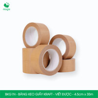 BKG1N - 4.5cm x 35m - 12 cuộn băng keo giấy Kraft da bò mặt nhám viết được - Băng dính đóng hàng