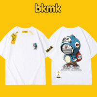 Bkmk Áo thun ngắn tay phong cách Nhật Bản Nam Baggy Hoạt hình Doremon In hình Áo sơ mi thường ngày