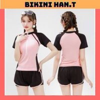 BKN017 Sẵn HCM Size:S, M, L) Đồ Bơi Đi Biển Áo Ngắn Tay Quần 2 Lớp dáng thể thao,trẻ trung,năng động, kín đáo HAN.T Shop