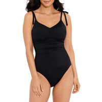 {BKN1M-99} Đồ bơi liền thân, bikini đi biển 1 mảnh đen trơn buộc nơ vai quyến rũ. Bikini kín đáo tôn dáng hàng xuất