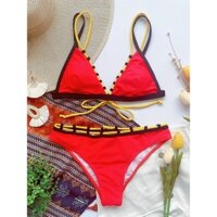 [BKN857] ÂU SET BIKINI ĐỎ VIỀN ĐEN VÀNG