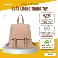 [BL01] Balo Cói Phối Da Retro Cực Độc Dễ Phối Đồ - Moon Cói Xinh
