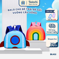 [BL432] Balo In Cầu Vồng BUTACHI Cho Bé Trai Bé Gái Mầm Non 1-5 Tuổi Chất Liệu Nhựa Dẻo, Balo Cho Bé Đi Học Mẫu Giáo