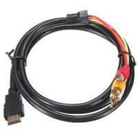 Black 5 Feet 1.5m HDMI Male to 3 RCA Video Audio AV Cable Adapter For HDTV 1080P