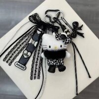Black Leopard-Print Kitty Cute Kitty Fluffy Leopard KT Toy Bag Package Pendant Schoolbag Doll Keychain Hanging Ornaments CWoe