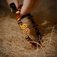 Black Myth Wukong Hot Phong Cách dệt kim vàng đen may mắn đá mắt hổ mã não Vòng vàng chiến thắng dây đeo tay Quà Tặng cặp đôi nam