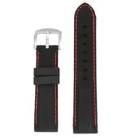 Black Silicone Red Stitch Sports Smart for Samsung Smart Watch Band 20-26mm - 26mm