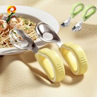 Blackbear GIỚI HẠN 2 Cái Bộ nĩa và thìa cho bé Tay cầm bằng silicon Huấn luyện di động Ăn uống