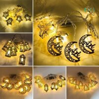 Blala Eid Mubarak Dây Đèn Vintage Ngôi Sao Mặt Trăng Lâu Đài Hình 10 20 Đèn LED Hoạt Động Chống Nước Treo Đèn Lồng Cho Mu