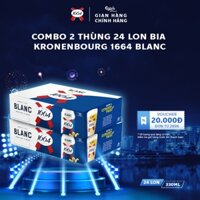 Blanc 1664 - Nồng độ cồn 5%-  Combo 2 thùng 24 lon bia 330ml- beer Pháp hảo hạng - Tặng 02 Túi Du Lịch