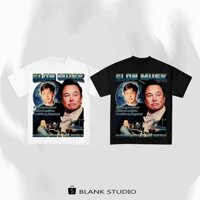BLANK | Áo Thun ELON Tay Lỡ Unisex - Đen/Trắng Cổ Tròn