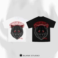 BLANK | Áo Thun WOLF Tay Lỡ Unisex - Đen/Trắng Cổ Tròn