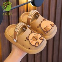 Blazelink Dép Capybara dễ thương, Giày có lỗ hoạt hình hoạt hình EVA, Giày đế bệt màu trơn vui nhộn cho trẻ em Dép du lịch kỳ nghỉ