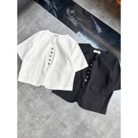 Blazer linen cổ V 2 màu đen trắng A3467 Aholic