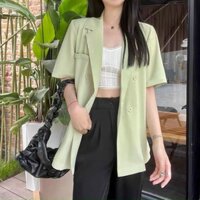 Blazer nữ tay ngắn, áo khoác blazer nữ 1 lớp cộc tay