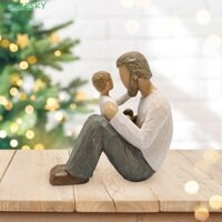 Blazesky Thân Thiết Cha Con Tượng, Nhựa Nghệ Thuật Handmade Đồ Trang Trí Cha Con, Sáng Tạo Độc Đáo Khắc Gỗ Điêu Khắc Máy Tính Để Bàn