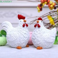 Blazesky Tượng nhỏ gà Phục sinh, Đồ thủ công bằng nhựa hoạt hình Hen Rooster Trang trí, Đồ chơi gà con Thủ công thực tế dễ thương Trang trí máy tính để bàn gà Trang trí văn phòng tại nhà Sân