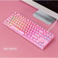 (BLcomputer) Màu hồng - Bàn phím giả cơ SHIPADOO K87 nút tròn với thiết kế mini nhỏ gọn có đèn led 7 màu cực đẹp