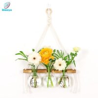 Blesiya Treo Tường Chậu Gỗ Khung Đứng Bình Hoa Thủy Tinh Hiện Đại Để Trang Trí Sân Vườn