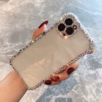 Bling Kim Cương Giả Đá Quý Ốp Lưng Cho iPhone 15 14 13 12 11 Pro Max Vỏ Lấp Lánh Bảo Vệ Camera Mềm Trong Suốt Vỏ Pha Lê