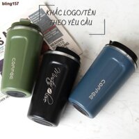 ▧❣✆bling157Ly giữ nhiệt COFFE khắc laser theo yêu cầu thể tích 500ML chống tràn không rò rỉ giữ nóng/lanh từ 8-10h,4 màu