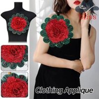 Bliss 3D Miếng Dán Hoa, Nhiều Lớp DIY Quần Áo Trang Trí Hoa Hồng Trâm Cài, Tinh Tế Full Kim Cương Giả Ren Đính Vải Thêu Đính Quần Áo Phù Hợp Với Trang Trí