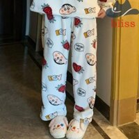 Bliss Kitty Cat Pyjama Pants, Crayon Shin-chan Hoạt Hình Flannel Fleece Quần, Thời Trang Homewear Đồ Ngủ Quần Vải Co Giãn Rời Dạo Phố