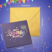 Blowable 3D birthday greeting card with blowing LED candles and birthday card