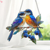 Blue Hummingbird Sun Catcher 2D Acrylic Chim Chuông Gió Có Dây Xích Treo Mặt Dây Chuyền Cho Gia Đình & Trang trí cửa sân vườn