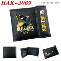 Blue LOCK Hoạt Hình Da Pu Nút Đen Ví Trẻ Em Học Sinh Đơn Giản Ví Ngắn Tiền Xu