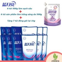 Blue Moon Lavender Làm sạch sâu, làm trắng và sáng da Thích hợp cho mọi loại vải 12 túi bột giặt 500g + 7 túi phụ 1kg