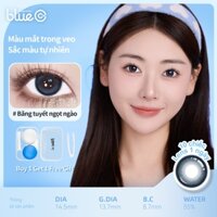 Bluec Ống kính tiếp xúc DIA 14.5mm Broken Ice Blue Grey Xanh dương Lens 1 tháng có độ (0-8) 10 miếng
