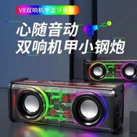 Bluetooth speaker strong bass bluetooth speaker powerful bass mini bluetooth speaker Loa Bluetooth Mecha trong suốt trong suốt Loa Mini di động ngoài trời Máy tính để bàn tại nhà Loa siêu trầm pháo bằng thép nhỏ