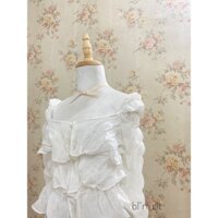 (blum.clt) - Áo sơ mi vải đũi tiểu thư có thể dùng thành áo khoác màu trắng