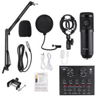 BM800 Condenser Microphone V8 Sound Card Kit Muti-functional bluetooth Sound Card for Studio Mobile Phone PC Laptop Reco