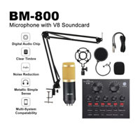 Bm800 V8 Micro Thiết Bị Phòng Thu Âm Mic Bộ Wt Mic Có Thể Điều Chỉnh Âm Thanh Giọng Hát Âm Thanh Nổi Phát Sóng Trực Tiếp Thẻ Âm Thanh Webcast Trực Tiếp Để Phát Sóng / Trò Chuyện / Ghi Âm Hát