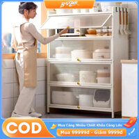 BMZAR Kệ Nhà Bếp Đa Năng 3/4/5 Tầng,Thép Carbon Màu Đen, 100cm Chống Bụi Dung tích lớn tủ đựng chén