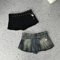 BN Store - Chân váy jean denim bò xếp ly 2 đai  QCCC CV0610 6796 -BN