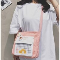 BN Túi vải nữ đeo chéo HVAZHI móc hoa cúc trong suốt BH 462 23 1