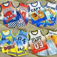 BN1-Combo 4 bộ quần áo Ba Lỗ chất thun lạnh mềm mát in hình hoạt hình dễ thương cho bé trai