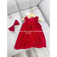 BN124 - Váy nhung kim tuyến nơ to sang chảnh kèm cột tóc nơ xinh xắn cho bé gái diện Noel,Tết (10-30kg)