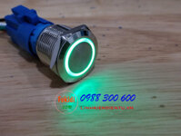 BN1924G - Nút nhấn nhả có đèn, vỏ inox, phi 19mm, 24v đèn LED hình tròn màu xanh lá