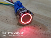 BN1924R - Nút nhấn nhả có đèn, vỏ inox, phi 19mm, 24v đèn LED hình tròn màu đỏ