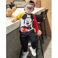 BN197-Bộ áo thun MICKEY vàng đỏ mix quần nỉ đen bé trai VNXK MAi linh KID 2