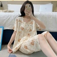 BN23-xl(50-55kg)Bộ lửng mặc nhà nữ, bộ lanh mặc nhà nữ bèo cổ