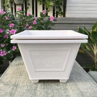 Bộ 02 chậu nhựa trồng hoa vuông trắng đẹp 30x22x18cm-Đồ Gia Dụng Tại HCM