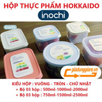 Bộ 03 Hộp đựng thực phẩm HOKKAIDO INOCHI (750ml, 1500ml, 2500ml) tùy chọn VUÔNG, TRÒN hoặc CHỮ NHẬT - giadunggiare.vn